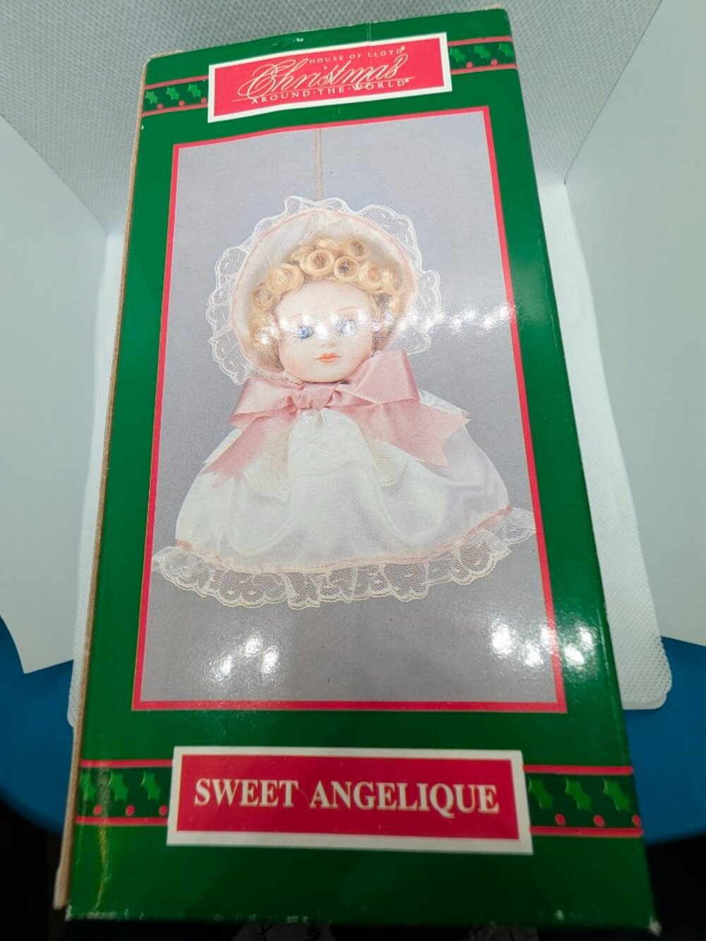 House of Lloyd Sweet Angelique Porcelain Doll Head Tree Ornament VINTAGE NIB
